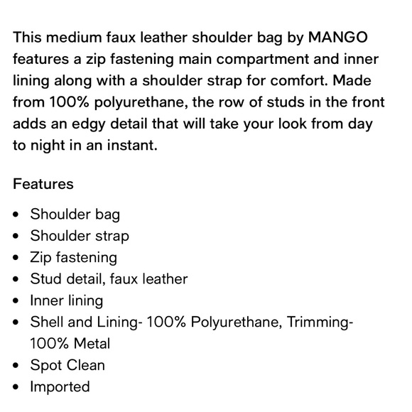 Mango Black Studded Shoulder Bag - Picture 6 of 9